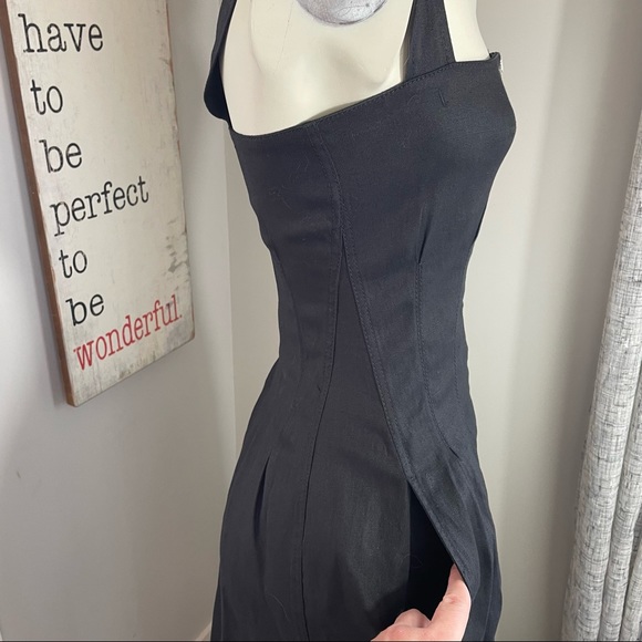 Rare Barbara Casasola linen BLACK midi pinafore spring 2017 runway collection - Picture 12 of 16